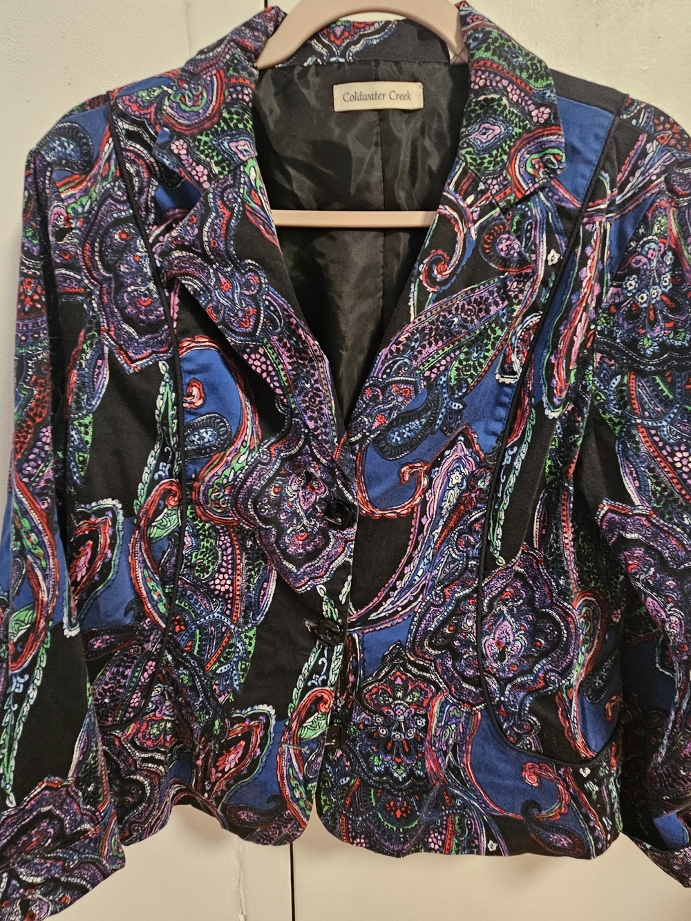 Coldwater Creek Black Blazer with Multicolor Paisley